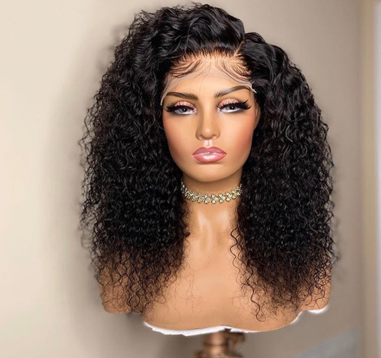 Transparent 4x4 Glueless lace closure wig (10a)-curly